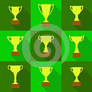 Trophy Cup icon set. Vector illustration